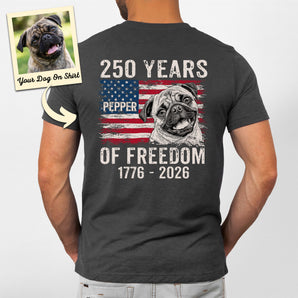 Personalized Pug Dog America 250 Years of Freedom Classic T-shirt Backside