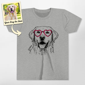 Custom Lab Dog Lovely Heart Glasses Youth Shirt