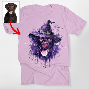 Custom Dog Witch Halloween Watercolor Classic T-Shirt