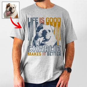 Custom Dog Classic T-Shirt For Dog Dad – Life Is Good