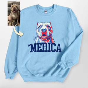 ‘Merica Custom Pet Portrait Sweatshirt