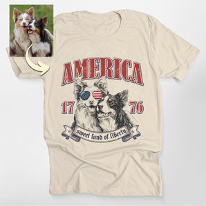 America 1776 Custom Dog Portrait Classic Tee