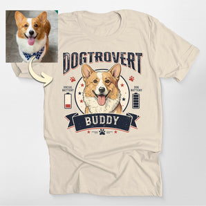 Dogtrovert Social Battery Custom Dog Portrait Classic Tee
