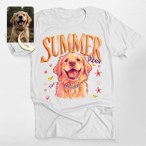 Summer Vibes Custom Dog Portrait Classic Tee