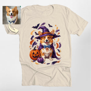 Custom Halloween Witch Pet Portrait Classic Tee