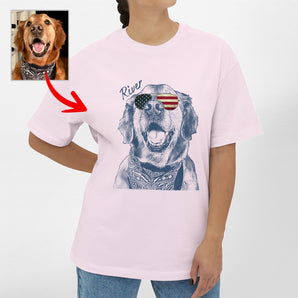 Custom Dogface with Glasses Oversized T-shirt for Dog Mom