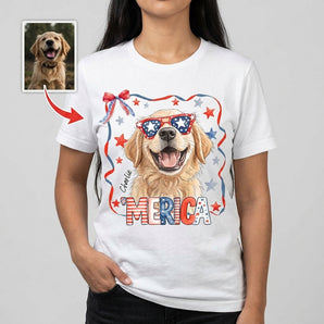 ‘Merica Custom Dog Wearing Patriotic Sunglasses Classic Tee