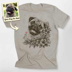Personalized Floral Pug Life T-shirt