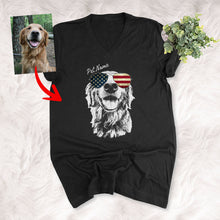 Load image into Gallery viewer, Pawarts | Customized Dog Portrait V-neck For Patriotic Human
