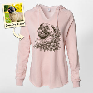 Personalized Pug Floral Women's Hoodie