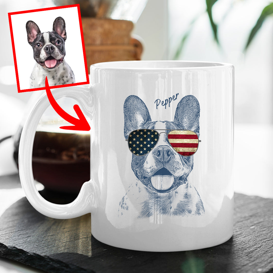 Pawarts | Customized Dog Portrait Mug For Patriotic Human