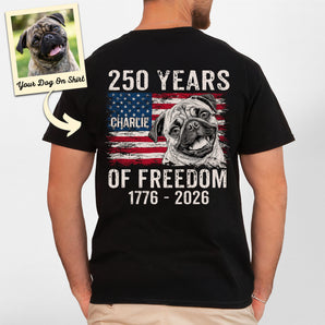 Personalized Pug Shirt America 250 of Freedom Classic T-shirt Backside