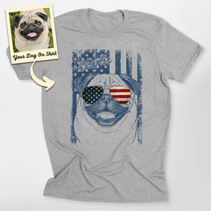 Personalized Pug Dog 4th Of July America Flag Classic T-shirt
