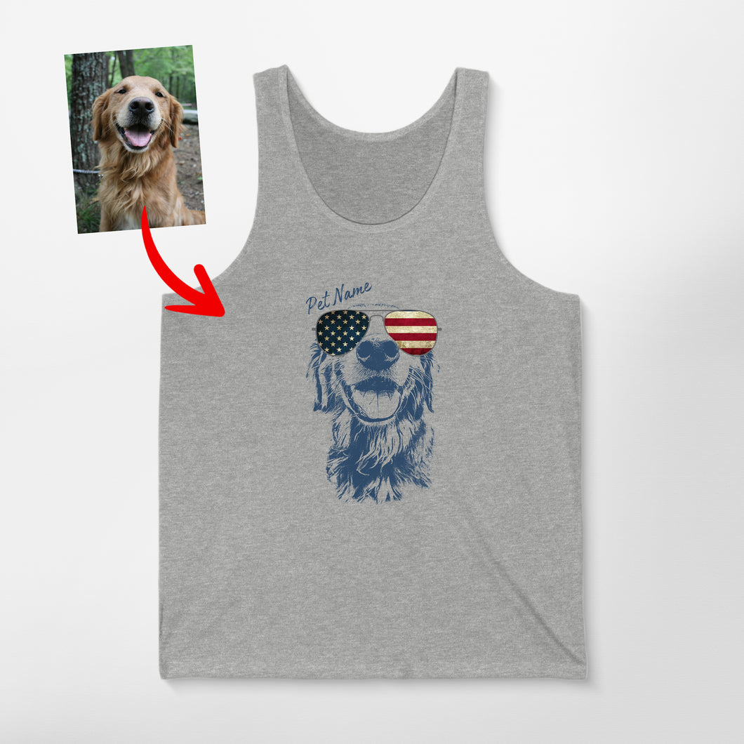 Pawarts | Customized Dog Portrait Unisex Tank top For Patriotic Human