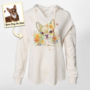 Chihuahua Dog Personalized Dog Portrait Colorful Flower Mom Women's Hoodie