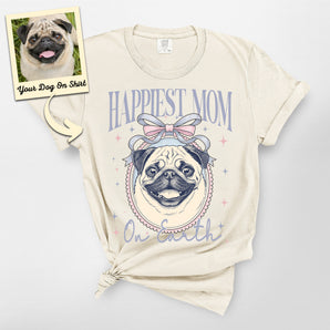 Personalized Dog Shirt Retro Happiest Mom Premium Heavyweight Shirt