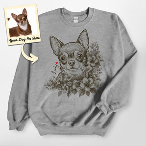 Personalized Sketch Floral Dog Flower Sweatshirt