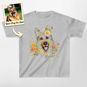 Custom German Shepherd Colorful Floral Kid Shirt