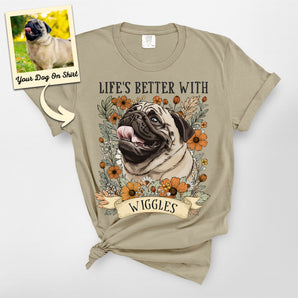 Personalized Pug Tee Shirts Life Is Better With Pug Flower Premium Heavyweight Shirt