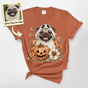 Personalized Halloween Ghost Fall Pug Dog Premium Heavyweight Shirt