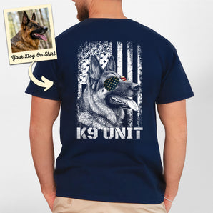 Personalized K9 Unit American Flag Classic T-shirt Backside