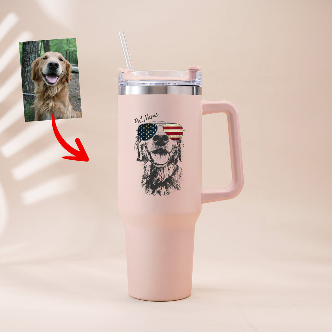 Pawarts | Customized Dog Portrait Tumbler For Patriotic Human