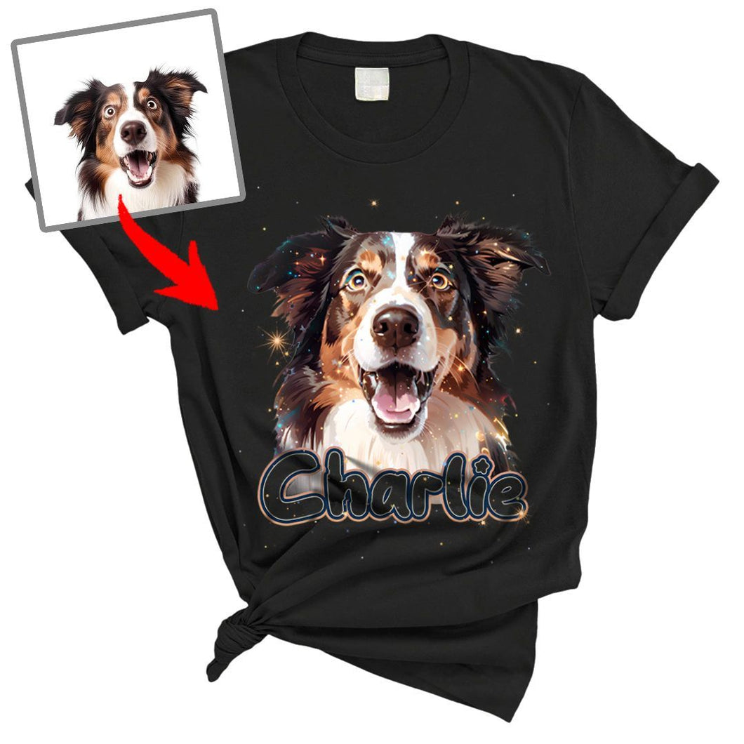 Pawarts | Galaxy Customized Dog Portrait Comfort Colors Unisex T-shirt [For Humans]