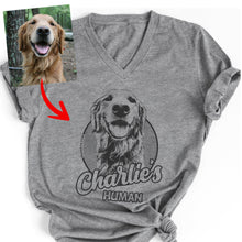 Load image into Gallery viewer, Pawarts | Custom Dog Portrait V-neck Shirts For Humans

