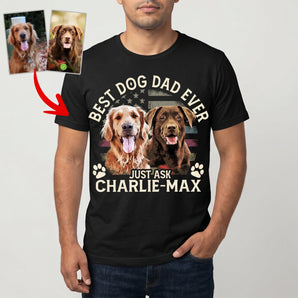 Custom Dog Dad Classic Shirt With Retro Flag Pattern