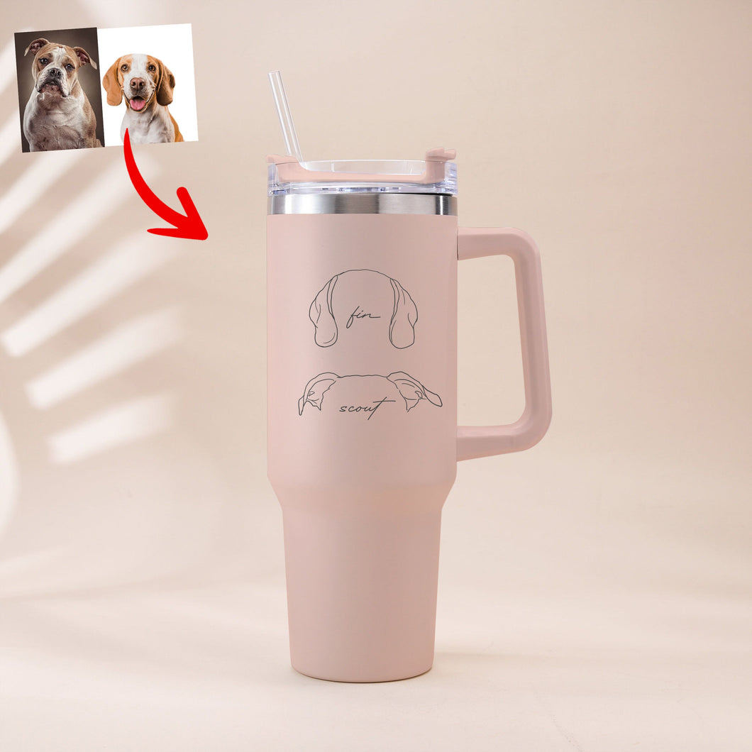 Pawarts | Customized Dog Ears Tumbler For Dog Lovers - Laser Engraved