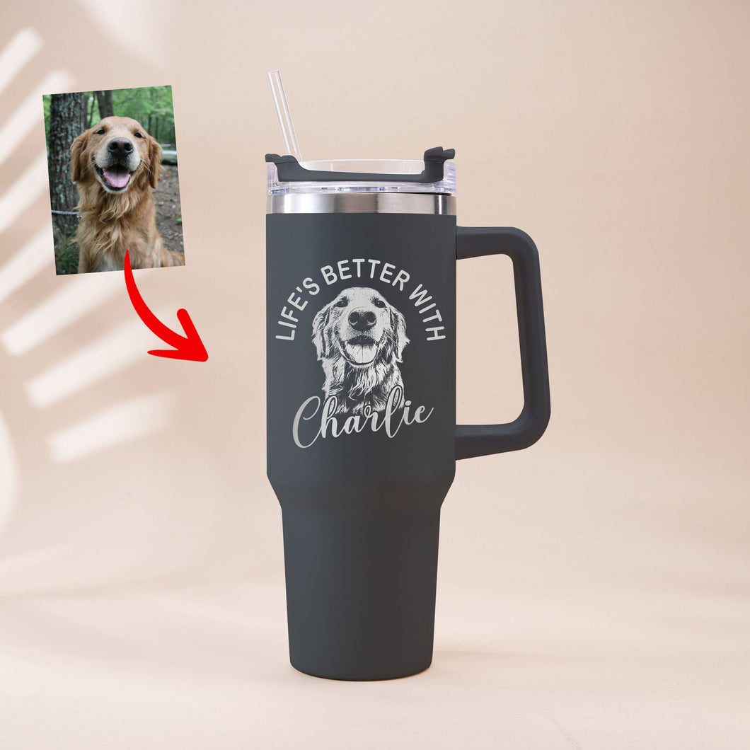 Pawarts | (Life's Better With Dog) Customized Tumbler For Dog Lovers - Laser Engraved