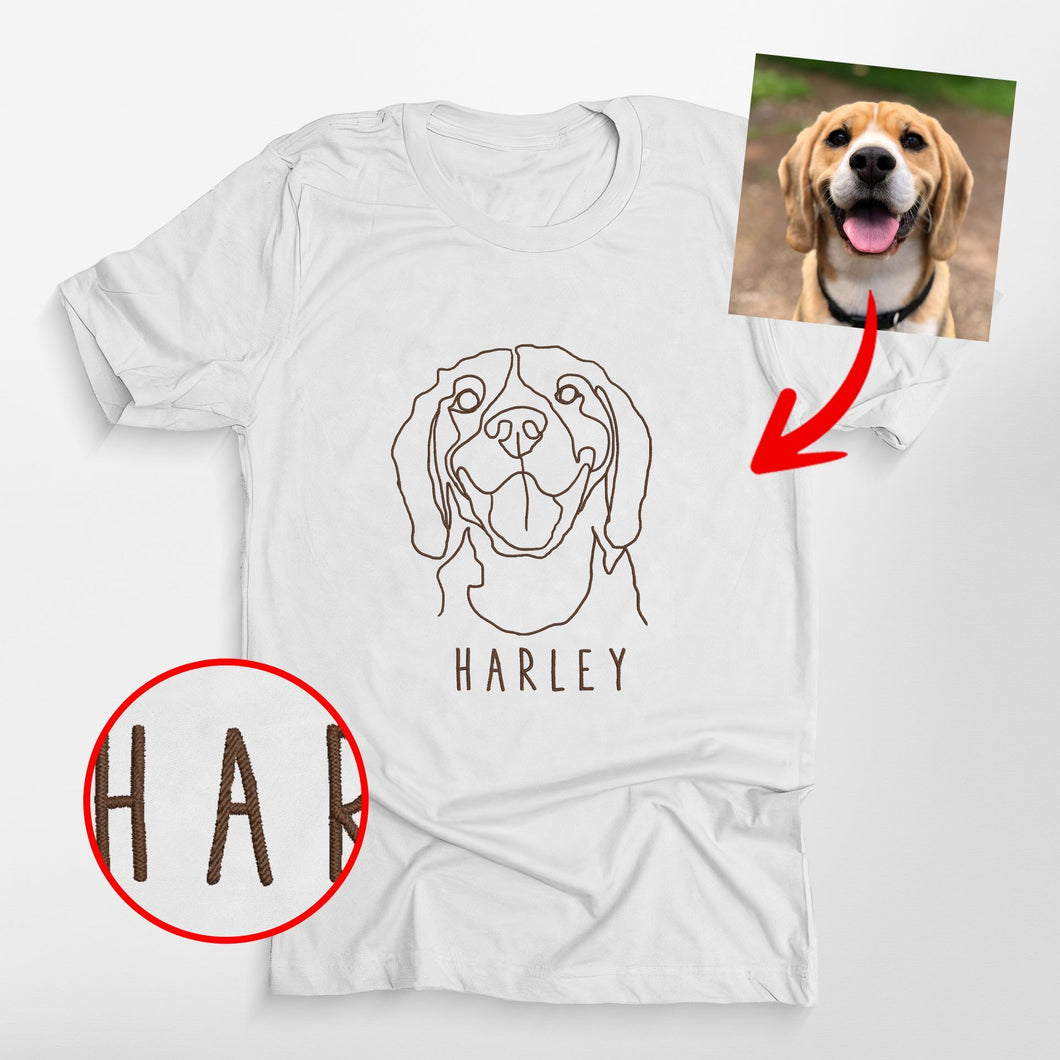 Pawarts | Custom Dog Line Embroidered T-shirt [Durable Gift For Dog Mom]