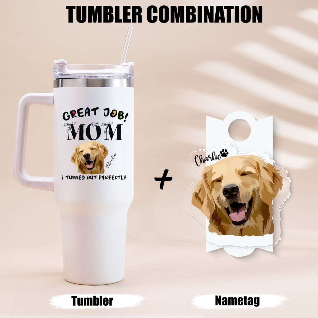 Pawarts | Custom Dog Tumbler Combined With Name Tag [Ideal Mother's Day Gift Set]