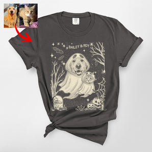 Custom Gothic Ghost Dog Premium Heavyweight T-Shirt