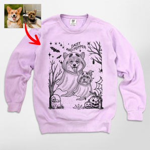 Custom Halloween Ghost Dog Comfort Colors Sweatshirt