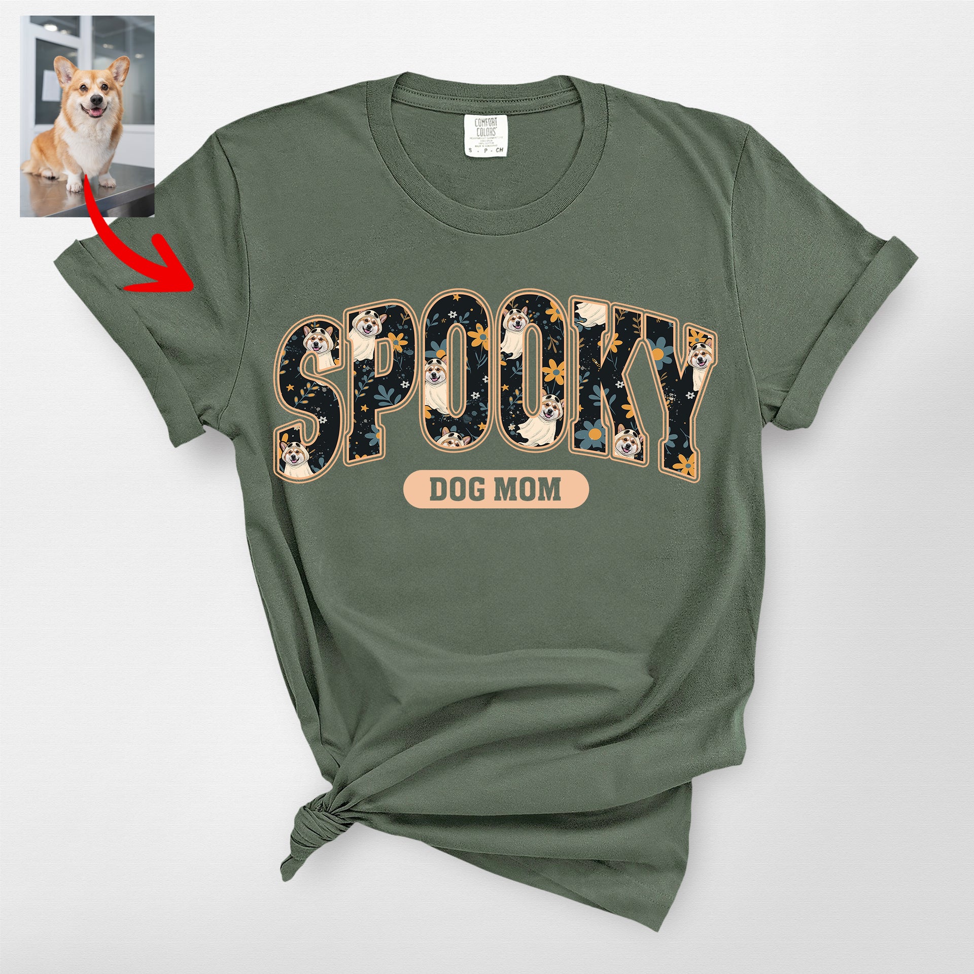 Spooky Season Dog Ghost Comfort Colors T-Shirt Custom Pet Gift