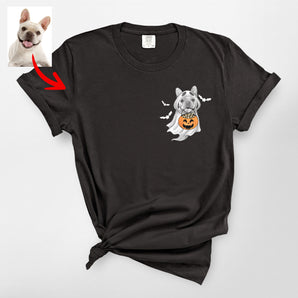 Custom Halloween Ghost Dog Sketch Premium Heavyweight T-Shirt