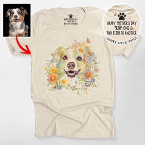 Custom Watercolor Dog Portrait Happy Mother's Day Classic Tee