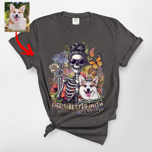 Dog Mom Skeleton Life's Better With Dog Premium Heavyweight T-Shirt