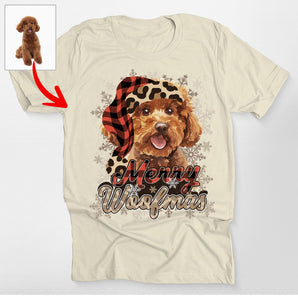 Merry Woofmas Custom Dog Leopard Bella Canvas TShirt For Dog Moms
