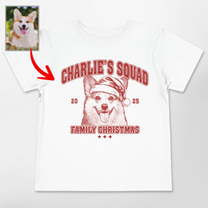 Custom Sketch Dog Portrait Family Christmas Toddler Shirt