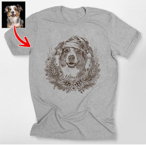 Custom Dog Sketch Christmas Pine Cone Classic T-Shirt