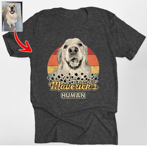 Custom Dog Portrait Retro Sunset Wildflower Classic T-Shirt