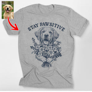 Custom Sketch Dogface Stay Pawsitive Classic T-Shirt