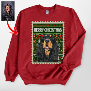 Custom Dog Portrait Stamp With Ugly Pattern Gildan Sweatshirt