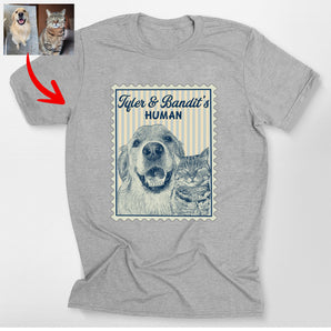 Custom Sketch Dog Portrait In Stamp Design Classic T-Shirt