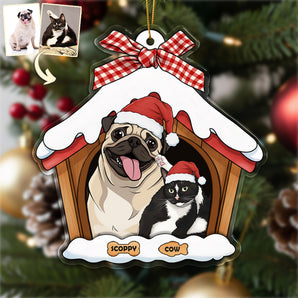 Customized Funny Pets Face Christmas 2025 Acrylic Ornament