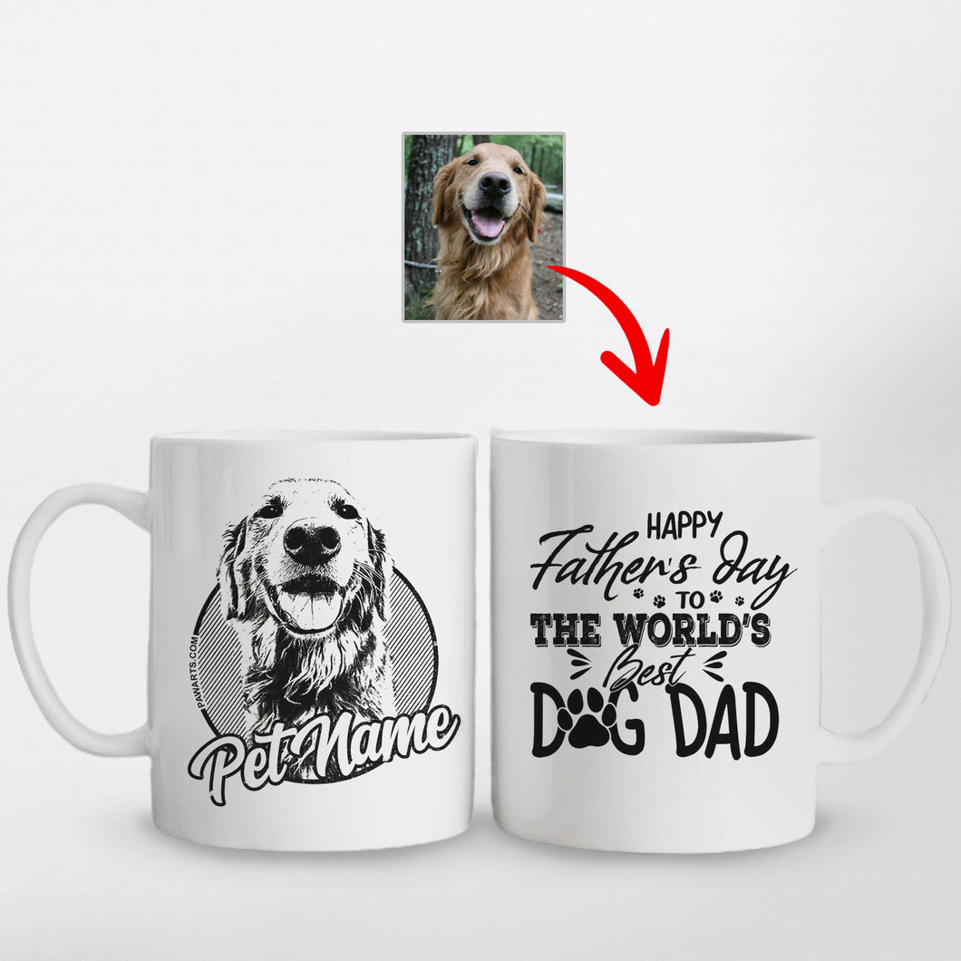 Pawarts | Happy Father's Day Custom Dog Photo Mug For Best Dog Dad