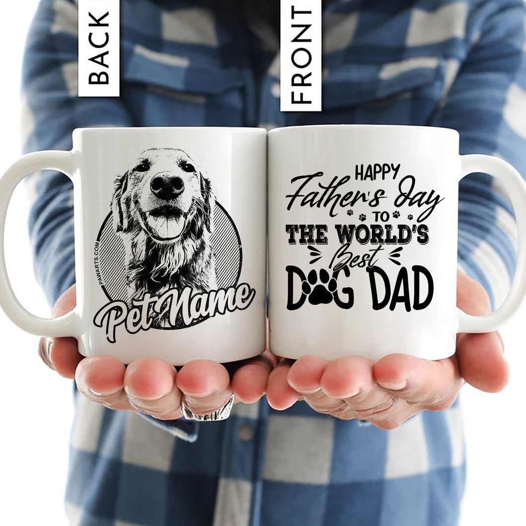 Pawarts | Happy Father's Day Custom Dog Photo Mug For Best Dog Dad