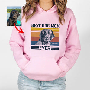 Best Dog Mom Ever Vintage Custom Dog face Hoodie